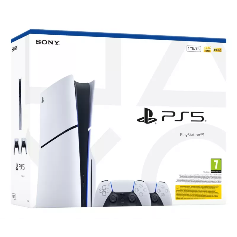 Sony PlayStation 5 Slim Disc Edition 1TB console - bianco e nero