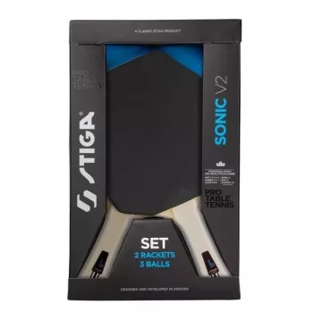 STIGA Sonic V2 set da ping pong hobby – 2 racchette, 3 palline, rete e pali
