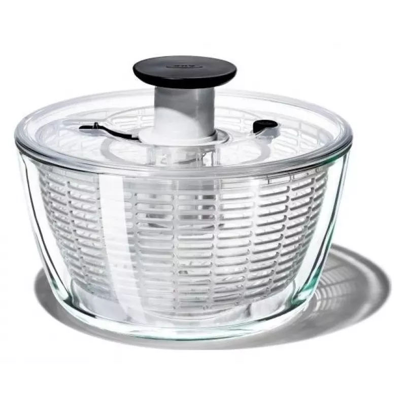 OXO Good Grips 11262700 Centrifuga per insalata in vetro 2 in 1, trasparente