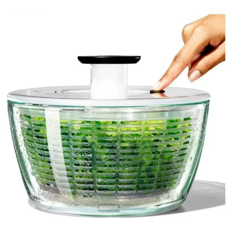 OXO Good Grips 11262700 Centrifuga per insalata in vetro 2 in 1, trasparente