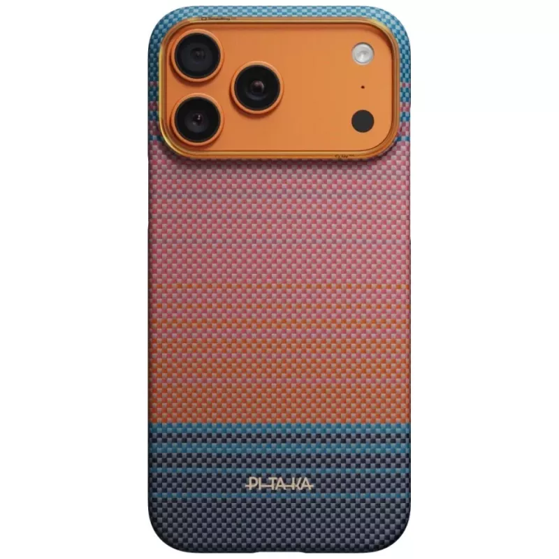 PITAKA Edge Case California Dream 04 Sunset per iPhone 17 Pro Max – retro in fibra aramidica ultraleggero con MagSafe