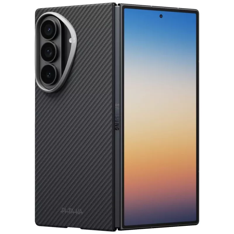 PITAKA Edge Case per Samsung Galaxy Z Fold 8 Ultra – custodia protettiva in fibra aramidica, nero/grigio (Overture Black)