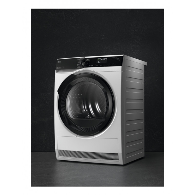 AEG TR9W75780 AbsoluteCare Plus WiFi asciugatrice a pompa di calore, Serie 9000, 8kg, bianco/nero