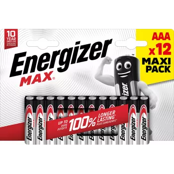 Energizer MAX Batterie alcaline AAA, 1,5 V, confezione da 12