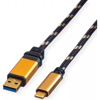 ROLINE GOLD cavo USB 3.2 Gen 1 USB-A a USB-C, 1m, nero, connettori placcati oro