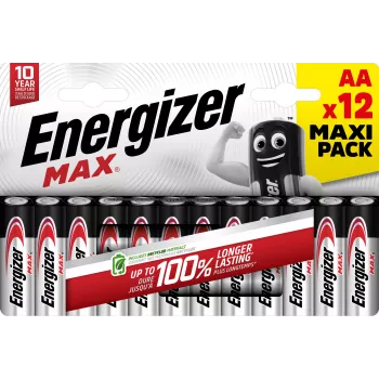 Energizer Max pile alcaline AA, 1,5 V, confezione da 12