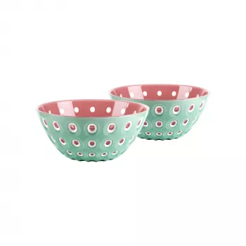 Guzzini Le Murrine Set 2 ciotole 12 cm verde matcha/bianco/mauve