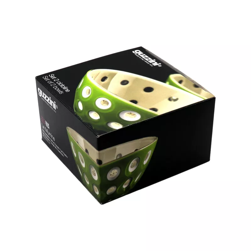 Guzzini Le Murrine Set 2 ciotole 12 cm verde matcha/bianco/mauve