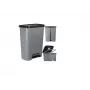 Curver Deco Bin 50L pattumiera a pedale, corpo grigio scuro con coperchio e pedale neri