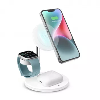 SBS TEWIRMAG3IN1 Stazione di ricarica wireless 3-in-1 compatibile MagSafe per iPhone, Apple Watch e AirPods