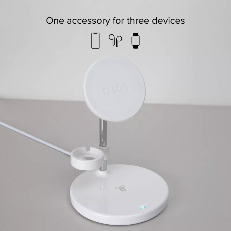 SBS TEWIRMAG3IN1 Stazione di ricarica wireless 3-in-1 compatibile MagSafe per iPhone, Apple Watch e AirPods