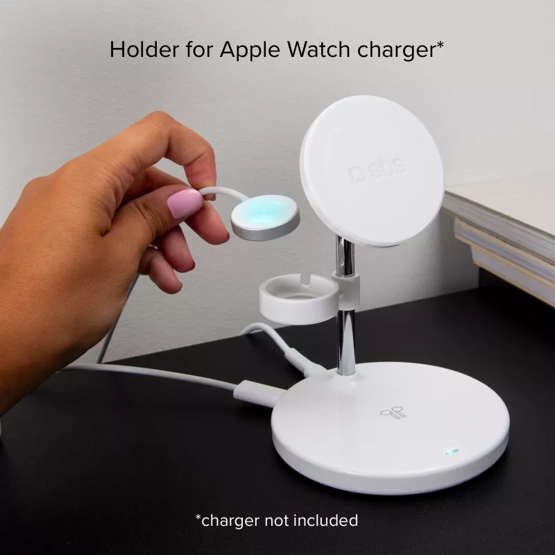 SBS TEWIRMAG3IN1 Stazione di ricarica wireless 3-in-1 compatibile MagSafe per iPhone, Apple Watch e AirPods