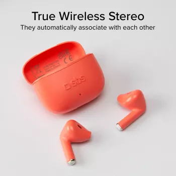 SBS TEEARTWSGOPODSR Auricolari True Wireless Stereo con custodia di ricarica, Bluetooth 5.0, Touch Control, Rosso