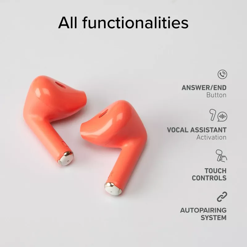 SBS TEEARTWSGOPODSR Auricolari True Wireless Stereo con custodia di ricarica, Bluetooth 5.0, Touch Control, Rosso