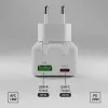 SBS TETRGANUSBTCFOLD20W Caricabatterie da parete GaN USB-C 20W pieghevole Bianco