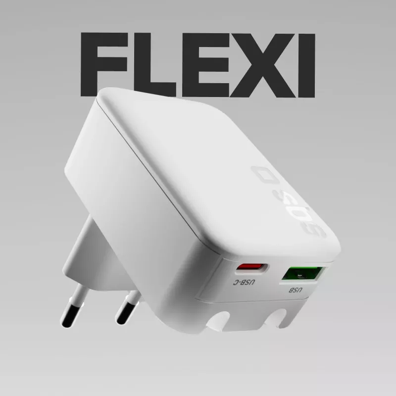 SBS TETRGANUSBTCFOLD20W Caricabatterie da parete GaN USB-C 20W pieghevole Bianco