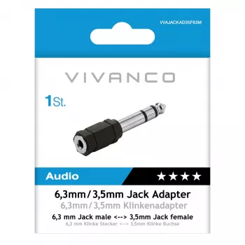 Vivanco VVAJACKAD35F63M Adattatore jack 3,5 mm (femmina a maschio) Stereo