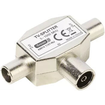 Splitter d'antenna TV schermato Vivanco a 2 vie, presa coassiale a 2 spine (VVANSHILD2M1F)