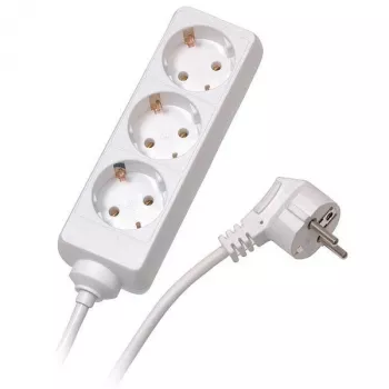 Vivanco VVELSTR3SCHWP Ciabatta 3 prese Schuko con protezione da sovratensione e interruttore illuminato, cavo 1,5 m, Bianco
