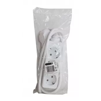 Vivanco VVELSTR3SCHWP Ciabatta 3 prese Schuko con protezione da sovratensione e interruttore illuminato, cavo 1,5 m, Bianco