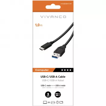 Vivanco VVITCABUSBATYC15W Cavo di ricarica e dati USB-A a USB-C 1,5 m Nero