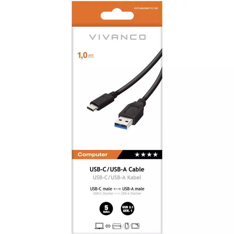 Vivanco cavo da USB-C a USB-A 3.0 1 m (VVITCABUSBATYC15W)