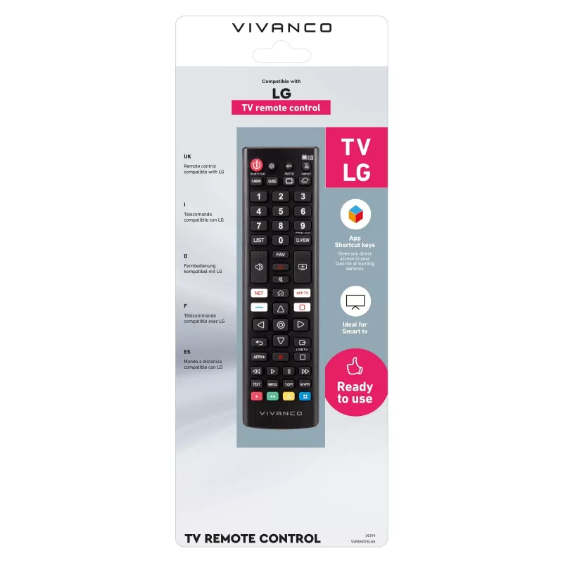 Vivanco VVREMOTELGK Telecomando universale per TV LG - Nero