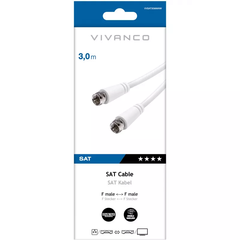 Vivanco cavo SAT F 3 m, bianco (VVSAT30MMNW)