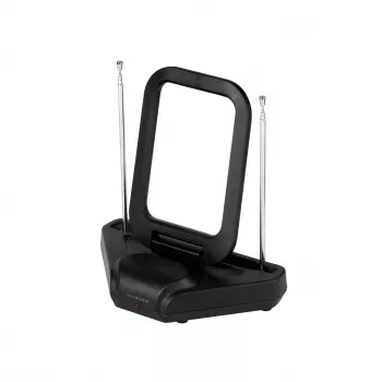 Vivanco VVTVANTLCIRCLE antenna interna DVB-T/T2 attiva con amplificazione 28 dB, nero