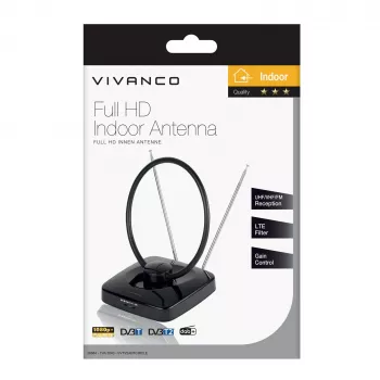 Vivanco VVTV2ANTCIRCLE antenna interna per DVB-T/T2, DAB/DAB+ e radio FM, nero