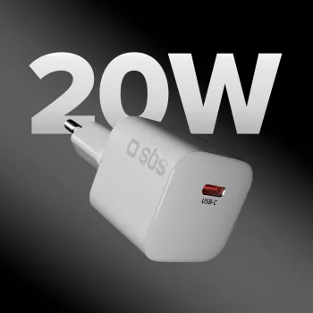 SBS caricabatterie da parete USB-C PD 20W - bianco