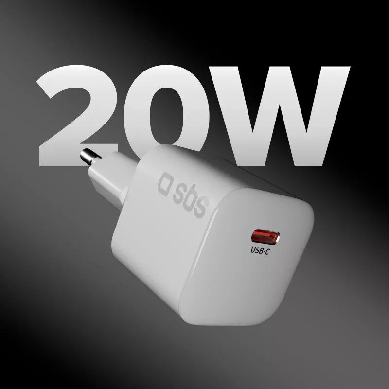 SBS caricabatterie da parete USB-C PD 20W - bianco