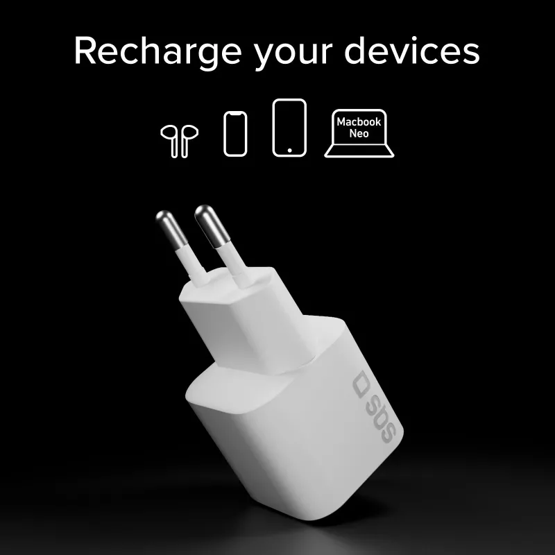 SBS caricabatterie da parete USB-C PD 20W - bianco