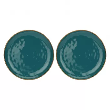 ROSE&TULIPANI Concerto Ottanio set di 2 vassoi da portata rotondi in porcellana, 32 cm, blu-verde, lavabili in lavastoviglie e adatti al microonde