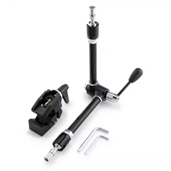 Manfrotto 143R braccio magico articolato con supporto per fotocamera, portata 3 kg, alluminio, nero