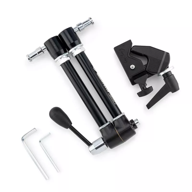 Manfrotto 143R braccio magico articolato con supporto per fotocamera, portata 3 kg, alluminio, nero