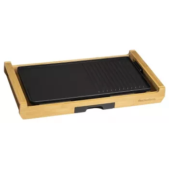 Melchioni Bamboo Grill grill elettrico da tavolo 1800 W marrone 37x27 cm piastra antiaderente rimovibile