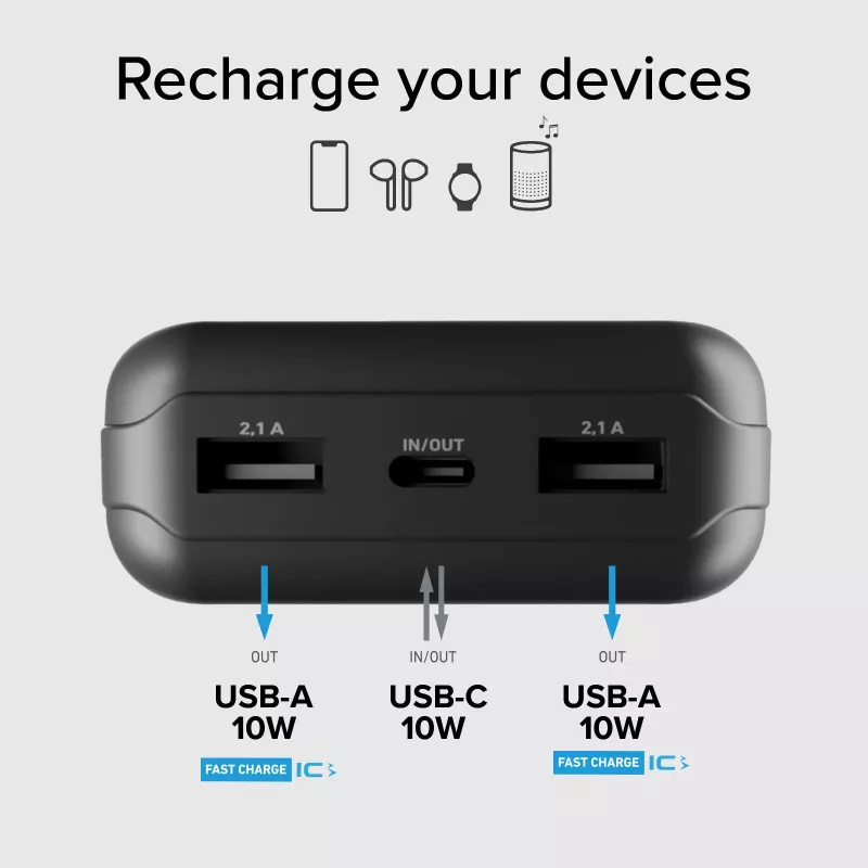 SBS power bank solare 20000 mAh ricarica rapida nero