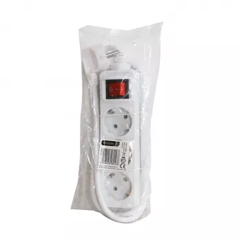 Vivanco VVELSTR3SCHSWWP ciabatta 3 prese Schuko con interruttore, cavo 1,5 m, bianco