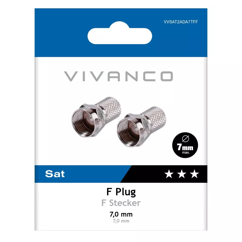 Vivanco VVSAT2ADA7TFF adattatore connettore F confezione da 2 argento