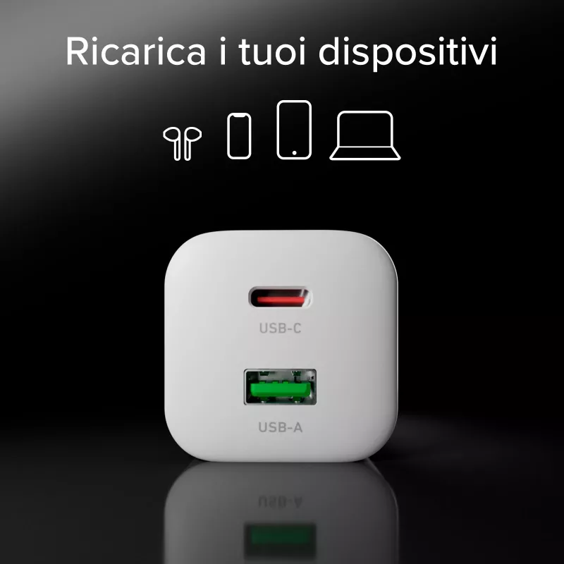 STEP BY STEP SBS caricabatterie da parete 45W USB-C + USB-A bianco con cavo USB-C da 1,5 m