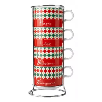 Bialetti 4 Cappuccio Tricolore monta latte per piano cottura, 160 ml, pistone manuale, tricolore italiano