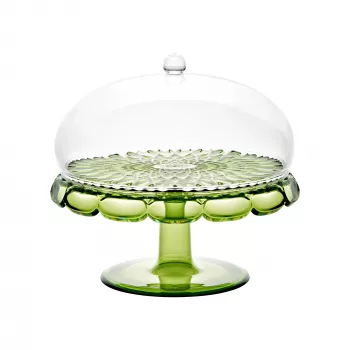 Guzzini Vanity alzata per torte con campana in vetro, verde ninfea, 30 cm
