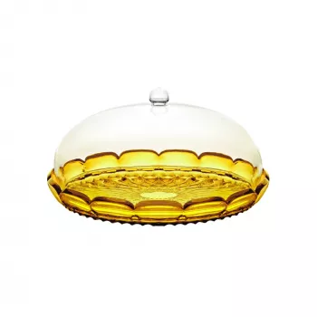 Guzzini Vanity alzata per torte con campana, giallo zafferano