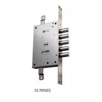 Serratura da incasso destra 52.783S - interasse 50 mm, distanza asse 85 mm, frontalino con finitura ottone