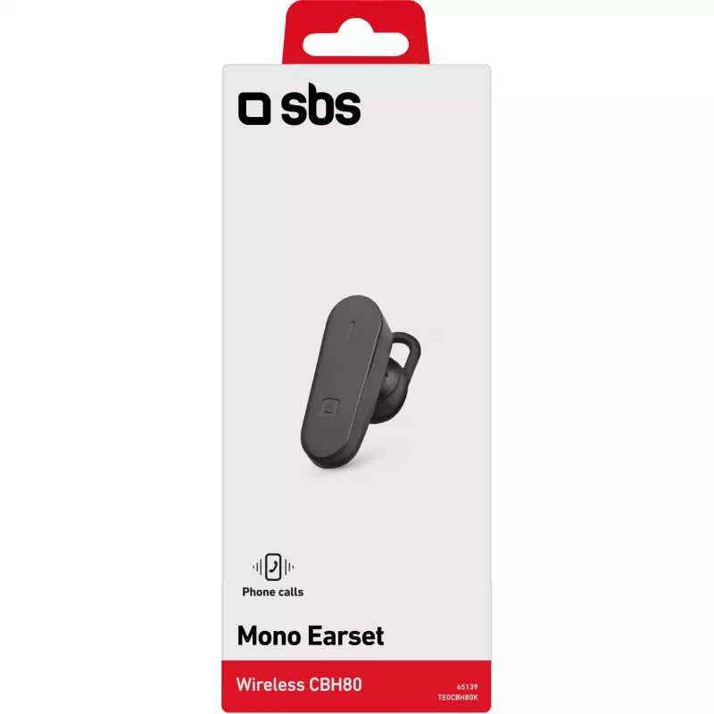 SBS BH80 auricolare mono Bluetooth V4.2 con archetto, nero (TE0CBH80K)