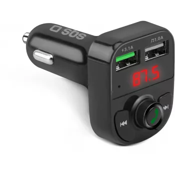 SBS TECARFM2USB Trasmettitore FM Bluetooth con funzione vivavoce e doppia ricarica USB