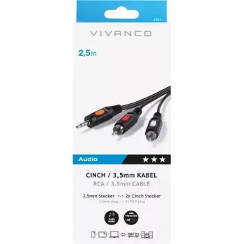 Cavo audio da 3,5 mm a 2xRCA Vivanco 2,5 m (VVAJACK2RCA25MMK)