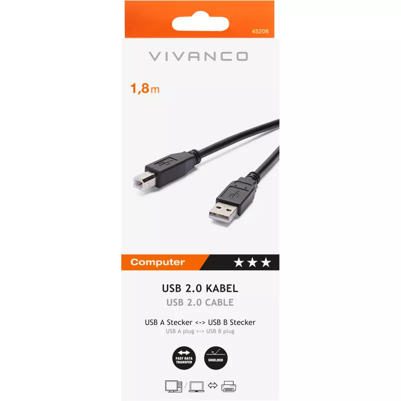 Cavo da USB-A a USB-B Vivanco 1,8 m (VVIT31USBAB18MMK)