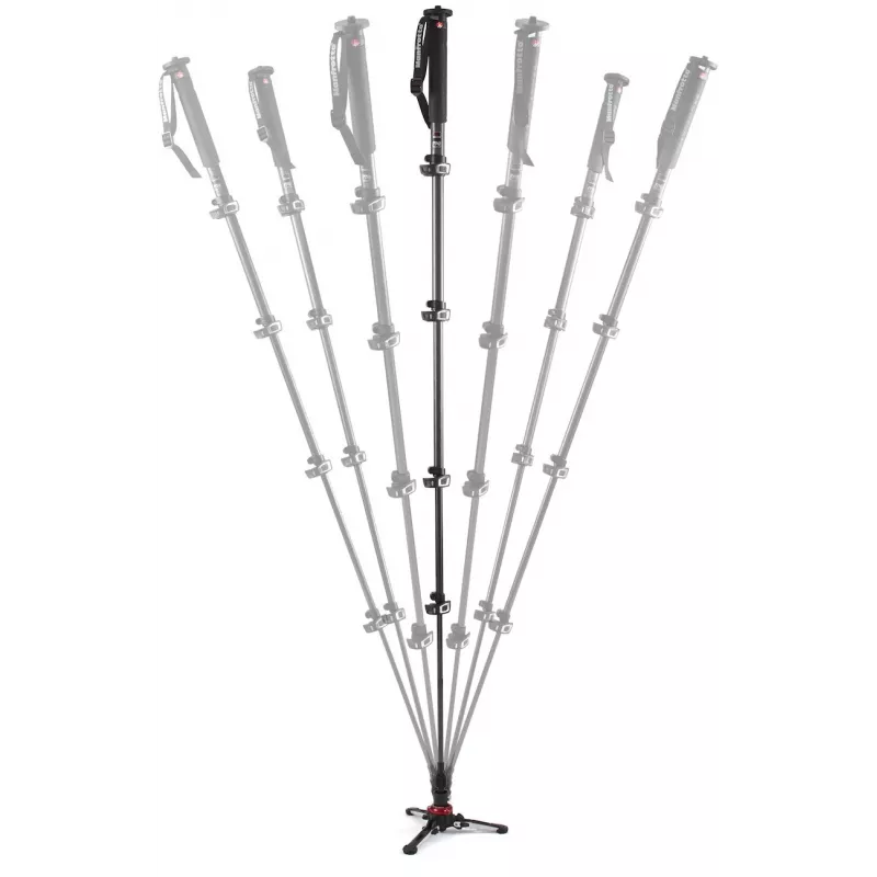 Manfrotto XPRO Monopod+ MVMXPROC5 Monopiede video in fibra di carbonio a 5 sezioni con base FLUIDTECH